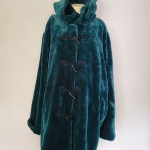 DENNIS BASSO faux fur hooded coat.
